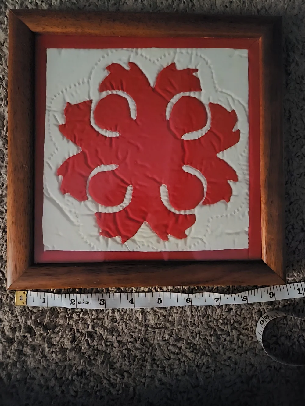 Red Floral Quilt-Style Wall Art by